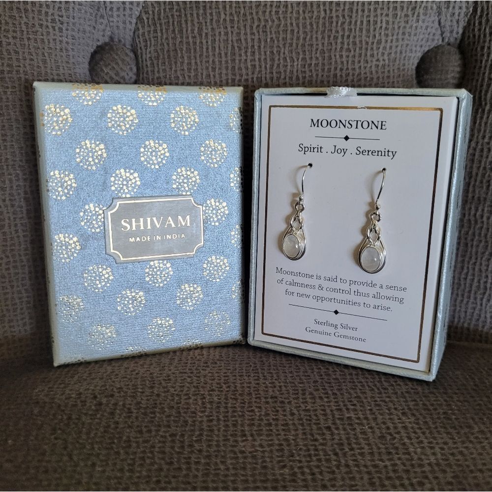 Shivam Silver Moonstone🌙 Earrings - Picture 8 of 14